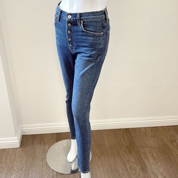 Citizens Of Humanity Olivia High Rise Slim Ankle Denim Jeans Exposed Button Fly - Picture 2 of 9